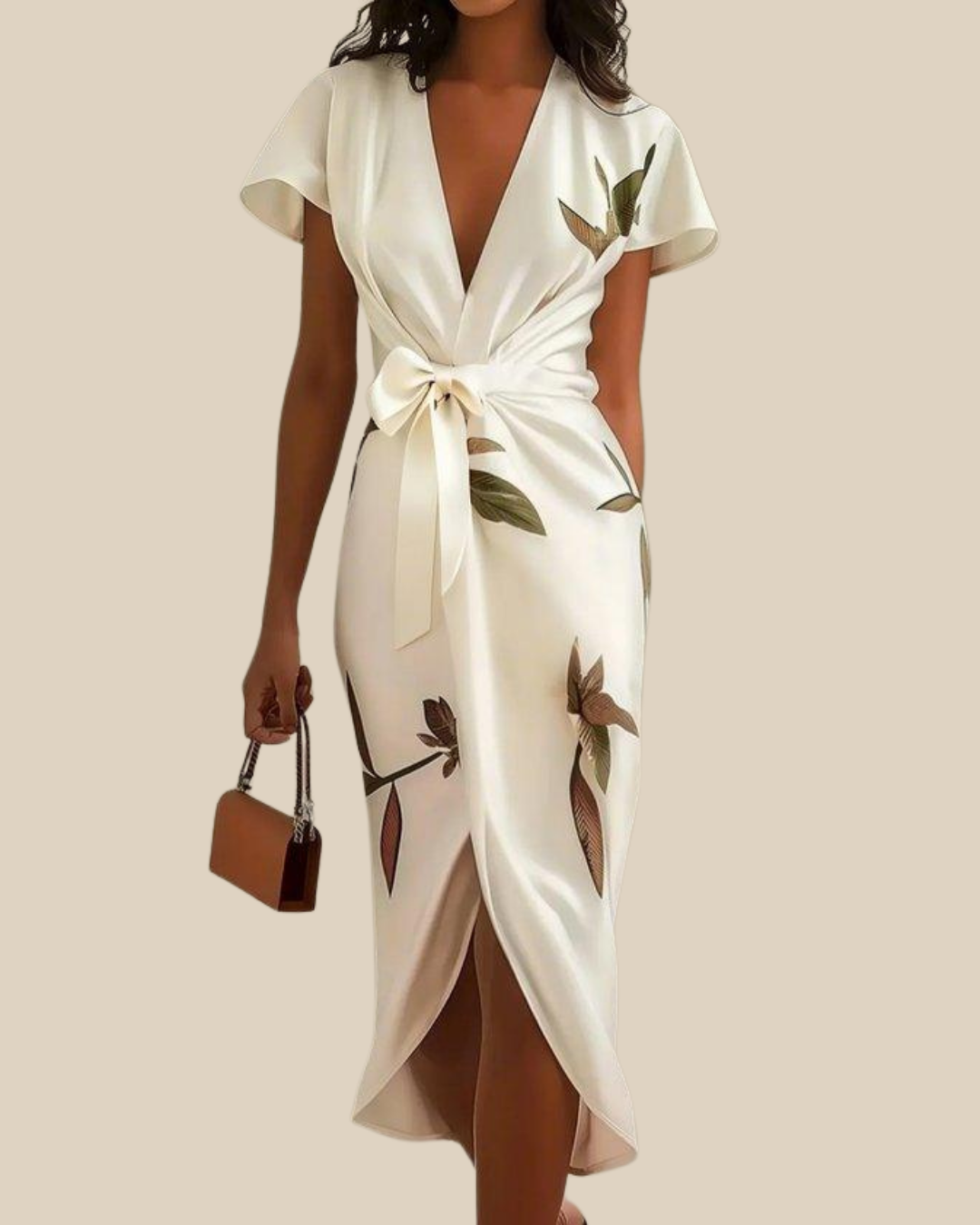 Michelle | Midikleid mit botanischem Wickeldesign