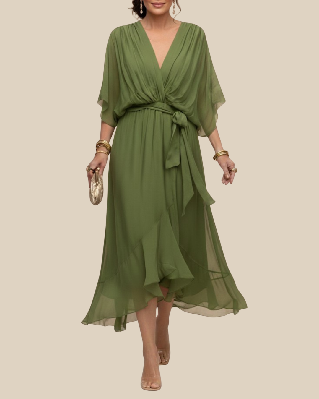Aurora | Chiffon-Wickelkleid in Midilänge