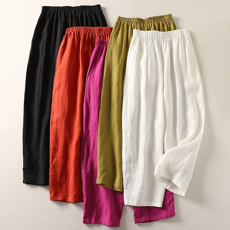 Amalia™ | Fließende Hose aus Baumwolle und Leinen
