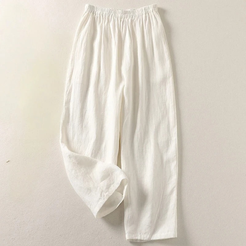 Amalia™ | Fließende Hose aus Baumwolle und Leinen
