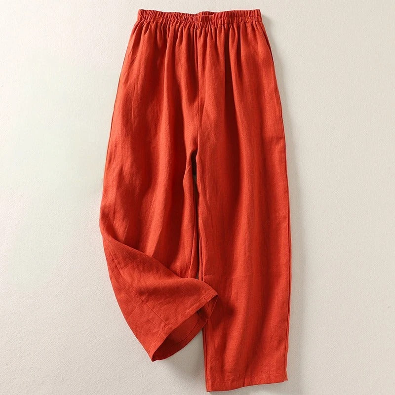 Amalia™ | Fließende Hose aus Baumwolle und Leinen
