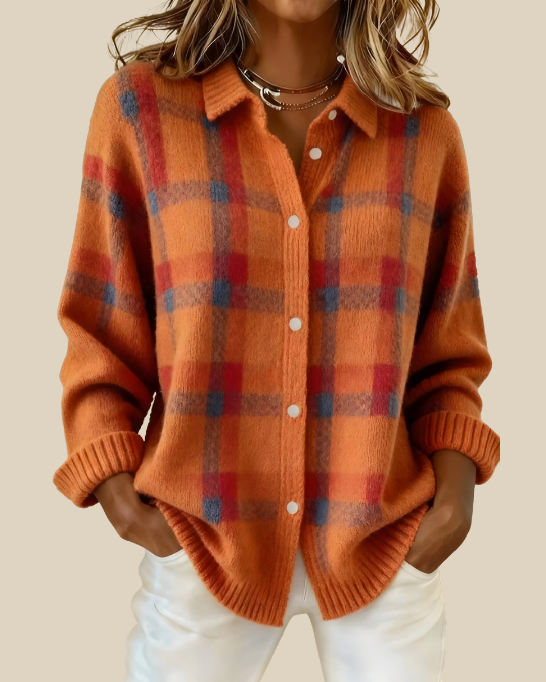 Henley | Cardigan aus weichem Karostrick