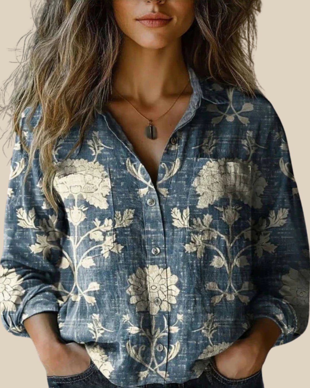 Hannah | Bluse mit Knopfleiste und handwerklichem Druck