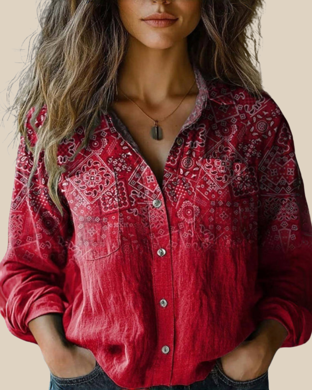 Hannah | Bluse mit Knopfleiste und handwerklichem Druck
