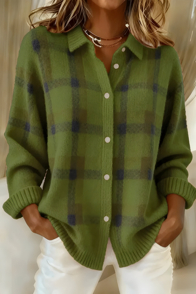 Henley | Cardigan aus weichem Karostrick