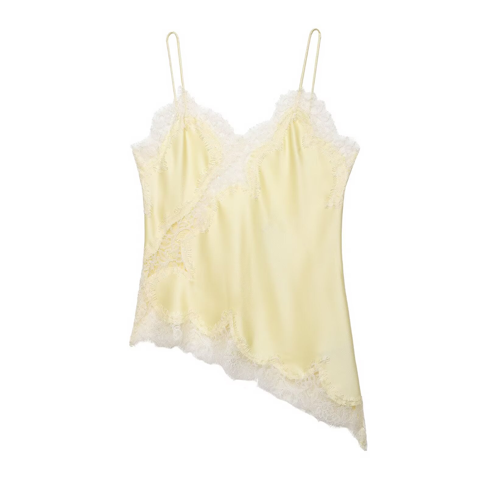 Amber | Asymmetrisches Satin-Spitzen-Cami-Top