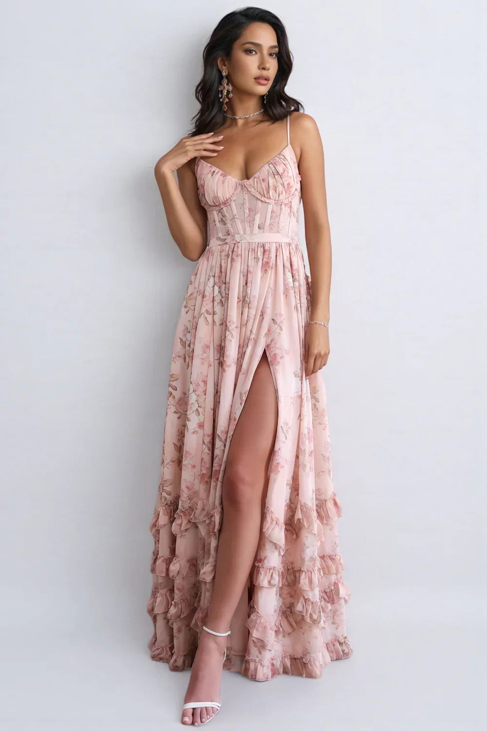 Violet | Elegantes Maxikleid mit Volants