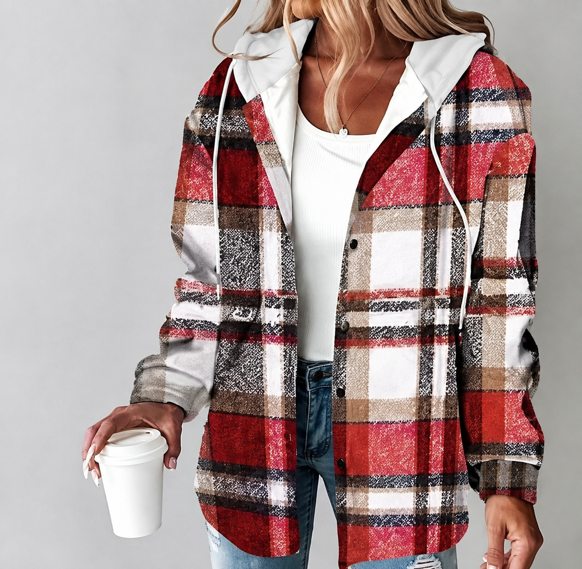 Helga™ | Damen-Kapuzenjacke mit Karomuster für Herbst & Winter