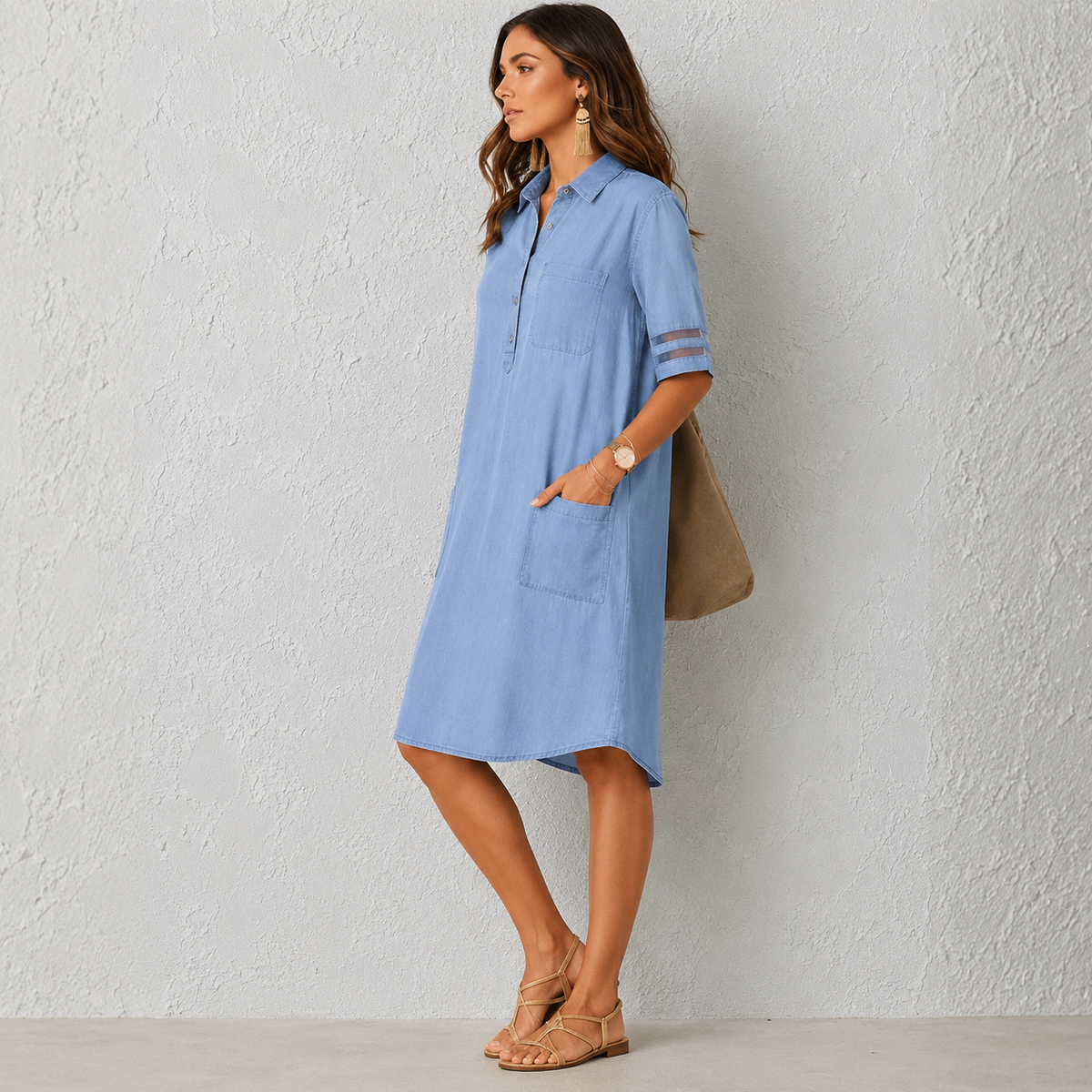 Lara | Elegantes Denim-Kleid mit Knopfleiste