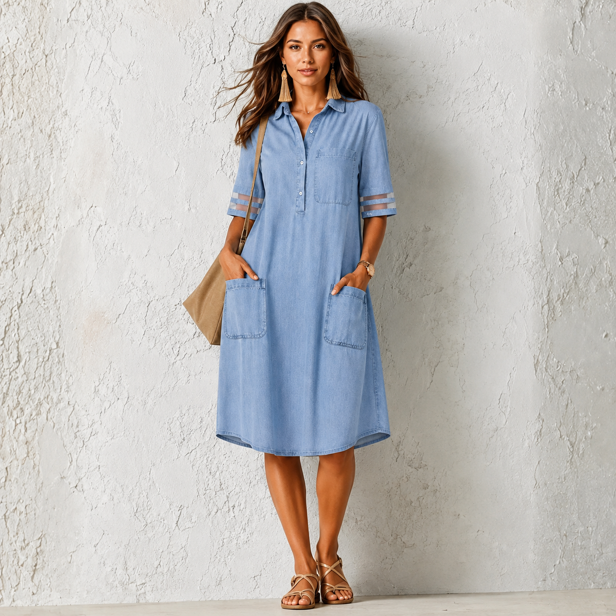 Lara | Elegantes Denim-Kleid mit Knopfleiste