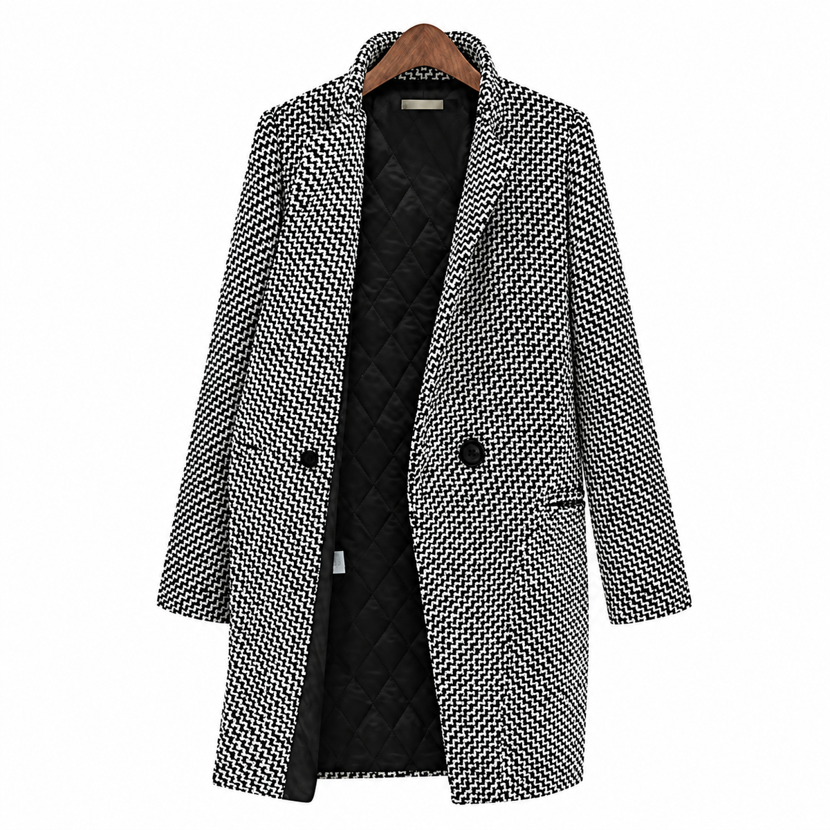 Sofia | Karierter Damen-Wollmantel mit Slim Fit, Ein-Knopf-Verschluss & Reverskragen