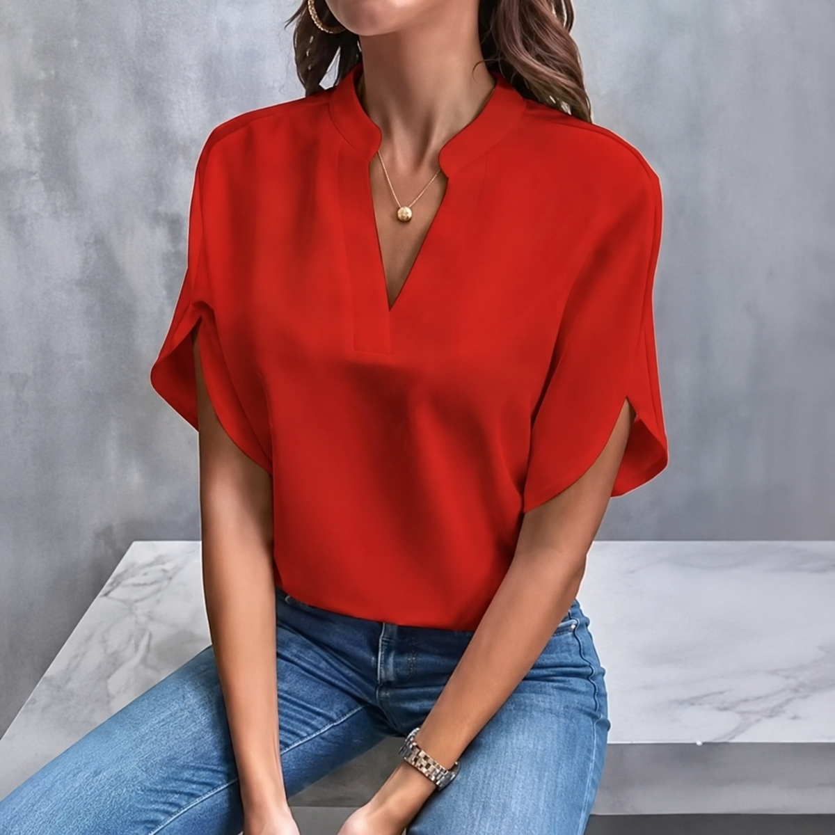 Roswina™ – Elegante V-Ausschnitt-Bluse für jeden Anlass