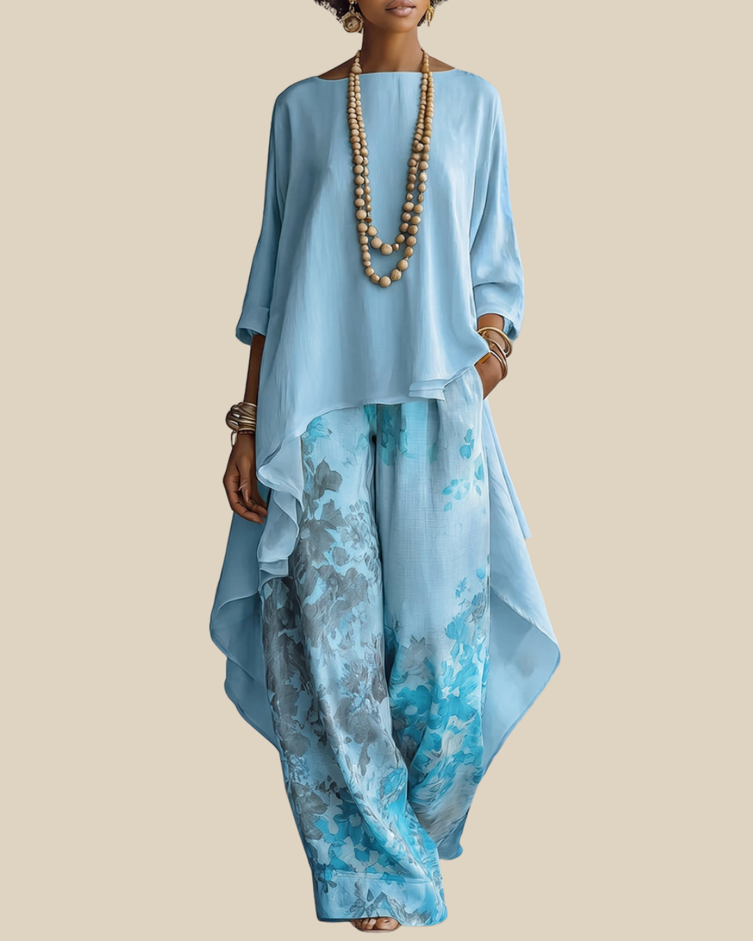 Ida | Luftiges Zweiteiler Set mit floraler Hose