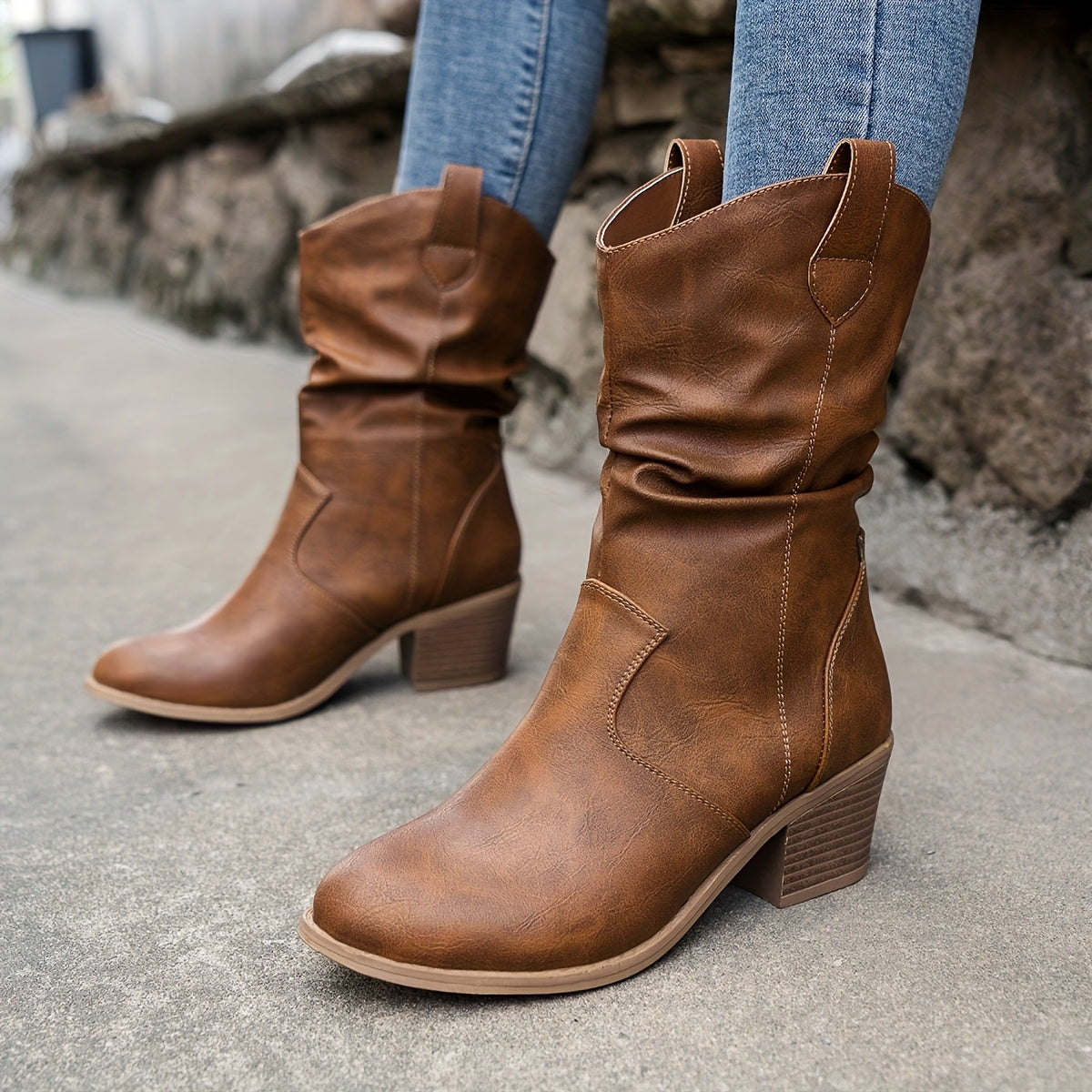 Alvara | Damen-Stiefeletten mit Blockabsatz im Western-Look