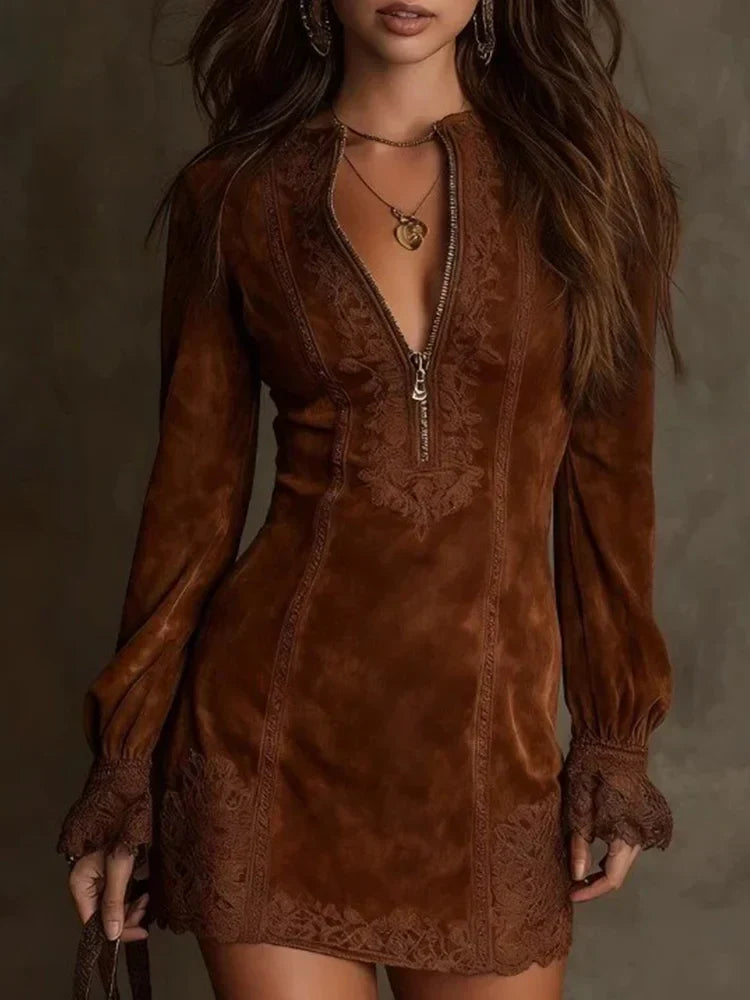 Zara | Minikleid aus Wildlederimitat mit Schnürung