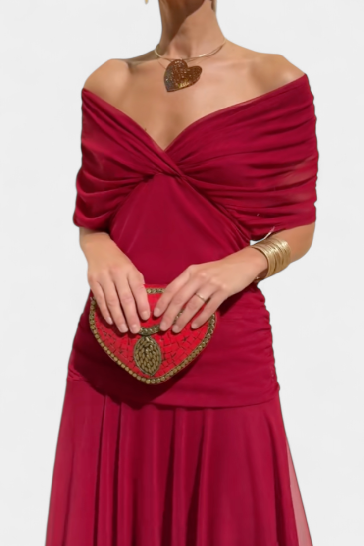 Helena | Plissiertes Maxikleid mit Taillenbetonung