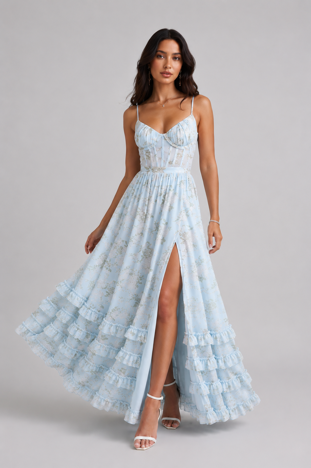 Violet | Elegantes Maxikleid mit Volants
