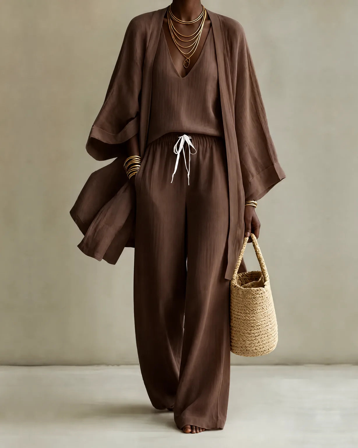 Clara | 3-teiliges Leinen-Look-Set