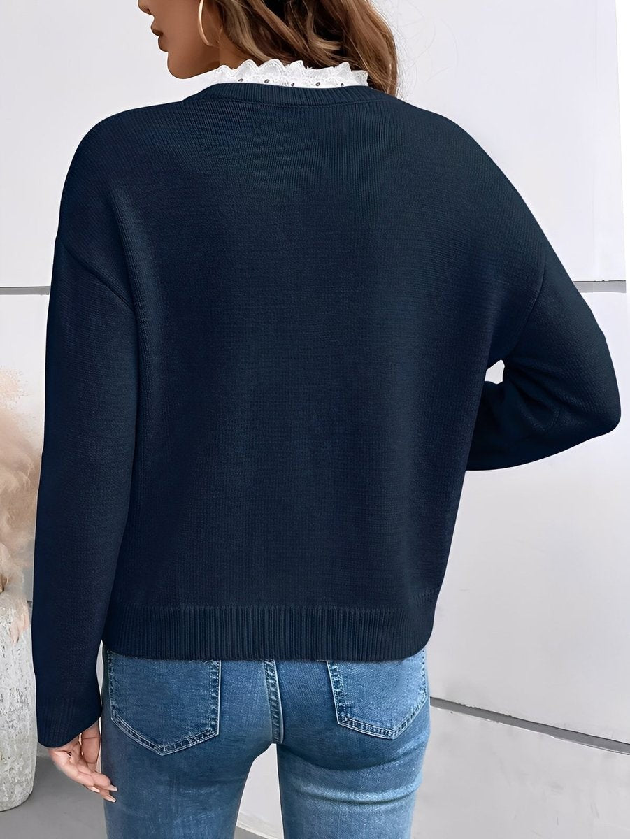 Nina | Pullover mit Spitzenbesatz