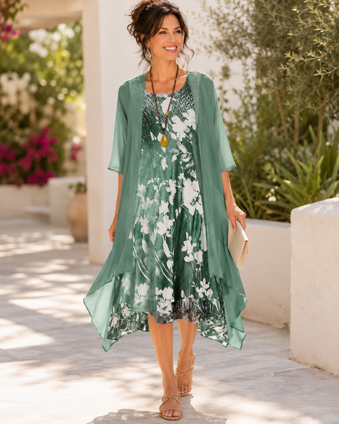 Monica | Elegantes Kleid mit Chiffonüberwurf