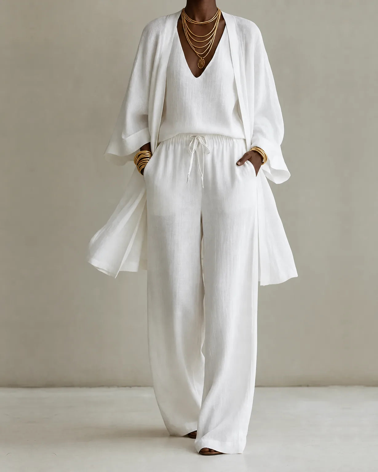 Clara | 3-teiliges Leinen-Look-Set