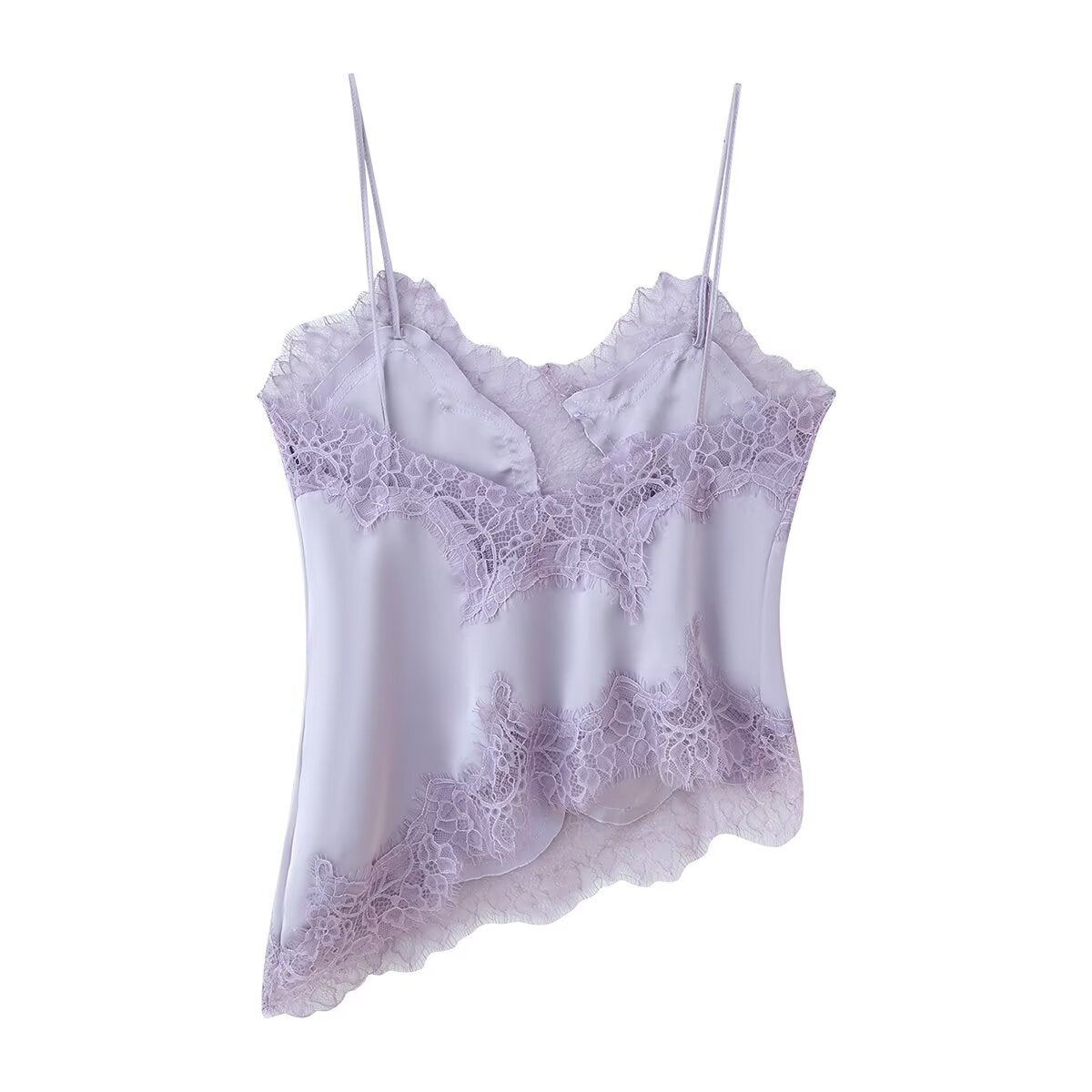 Amber | Asymmetrisches Satin-Spitzen-Cami-Top