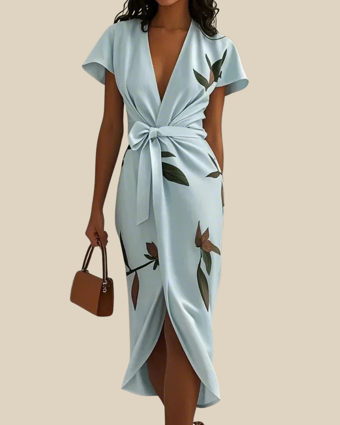 Michelle | Midikleid mit botanischem Wickeldesign