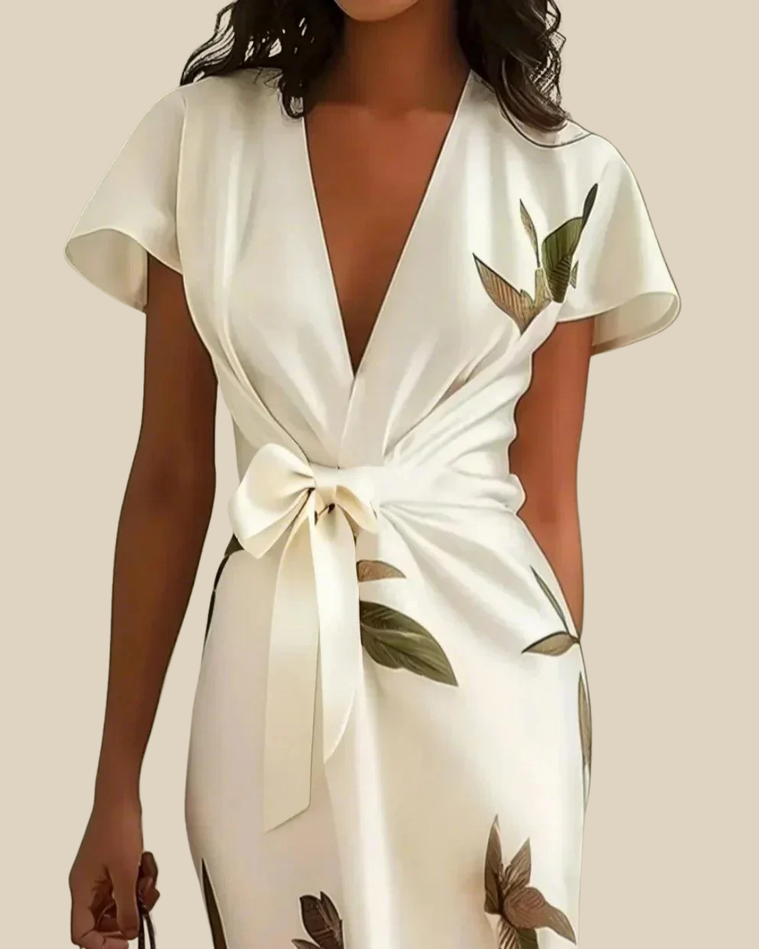 Michelle | Midikleid mit botanischem Wickeldesign