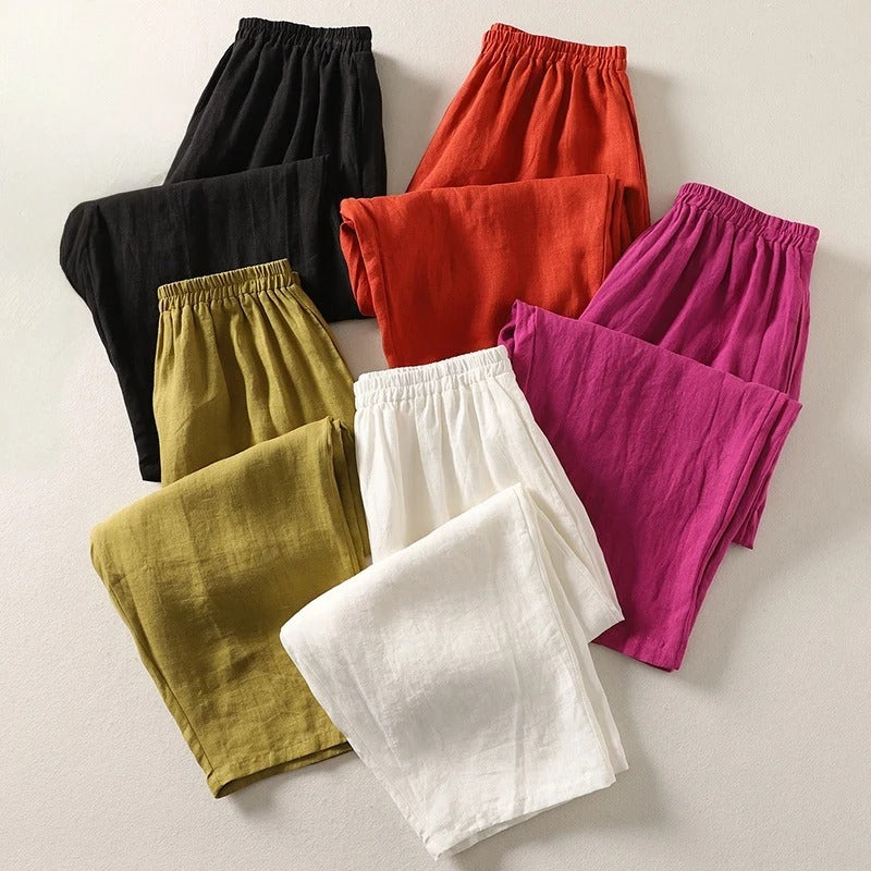 Amalia™ | Fließende Hose aus Baumwolle und Leinen