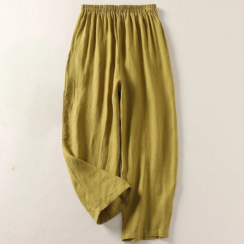 Amalia™ | Fließende Hose aus Baumwolle und Leinen