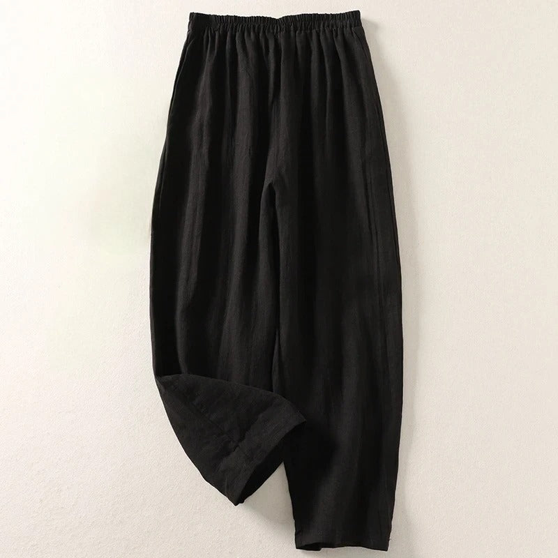 Amalia™ | Fließende Hose aus Baumwolle und Leinen