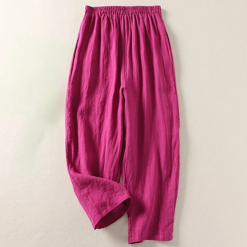 Amalia™ | Fließende Hose aus Baumwolle und Leinen