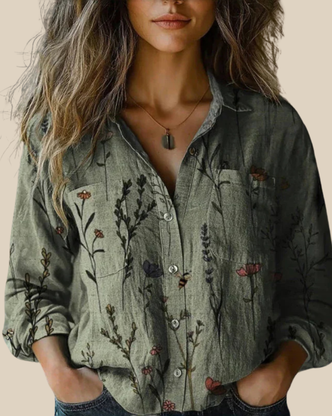 Hannah | Bluse mit Knopfleiste und handwerklichem Druck