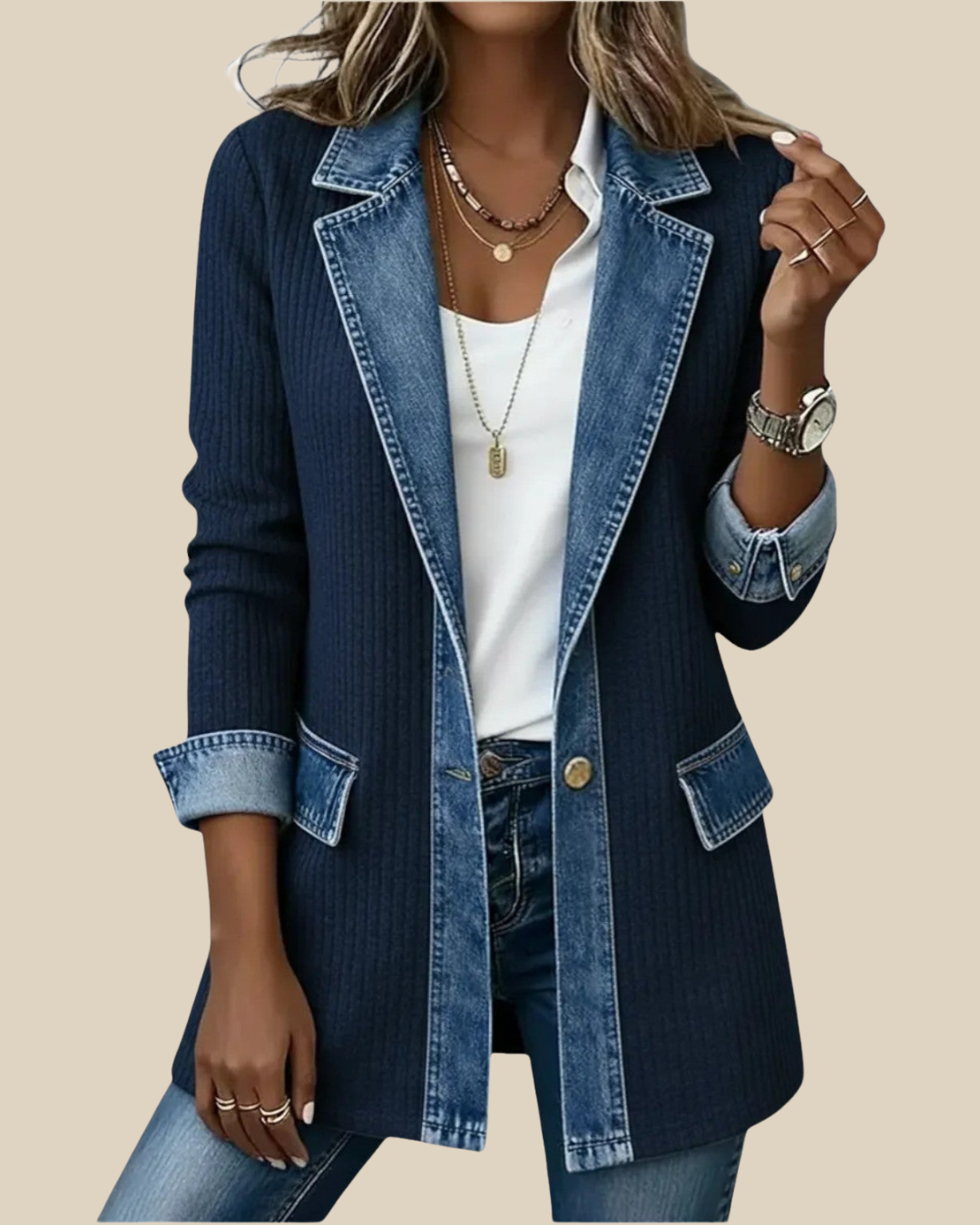 Bobbi | Lässige Patchwork Denimjacke