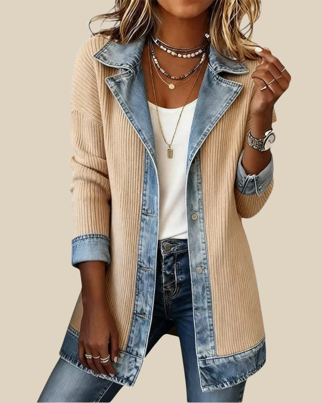 Bobbi | Lässige Patchwork Denimjacke