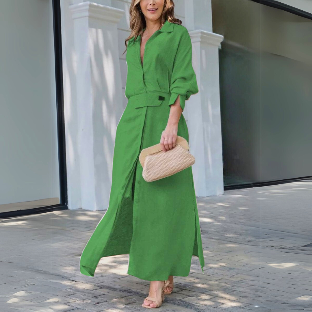 Sunny | Leinenmischgewebe Hemd-Maxikleid