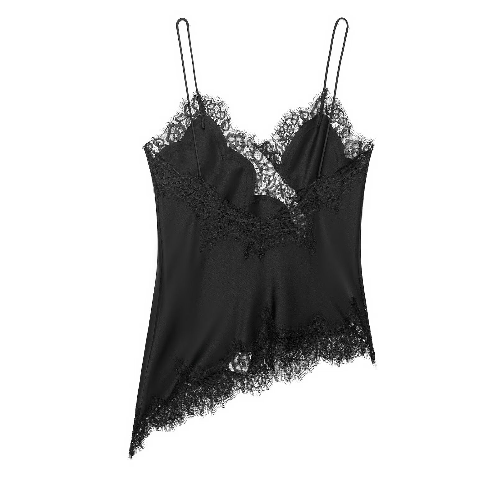 Amber | Asymmetrisches Satin-Spitzen-Cami-Top