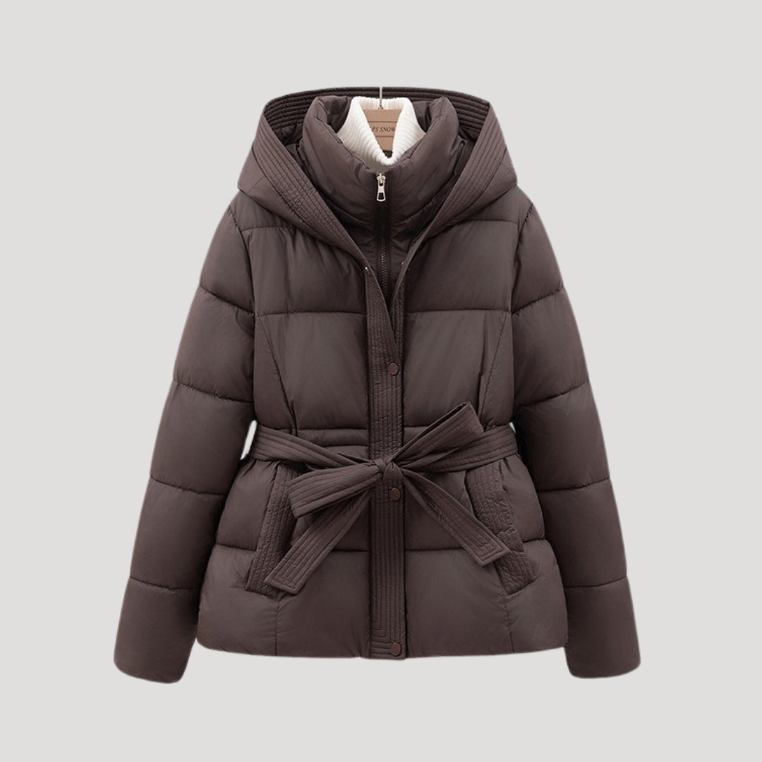 Amara | Wattierte Kapuzenjacke mit Gürtel