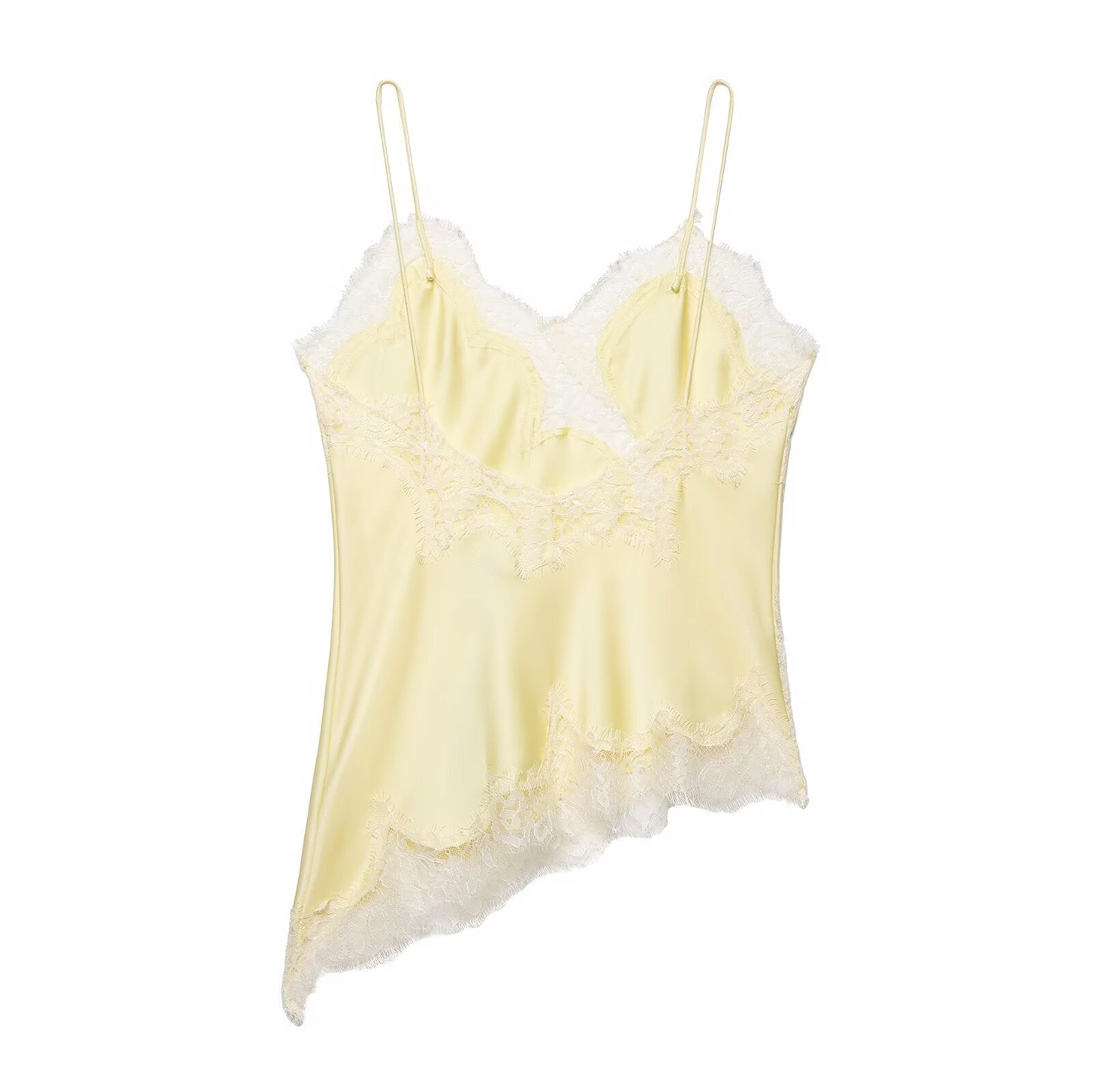 Amber | Asymmetrisches Satin-Spitzen-Cami-Top