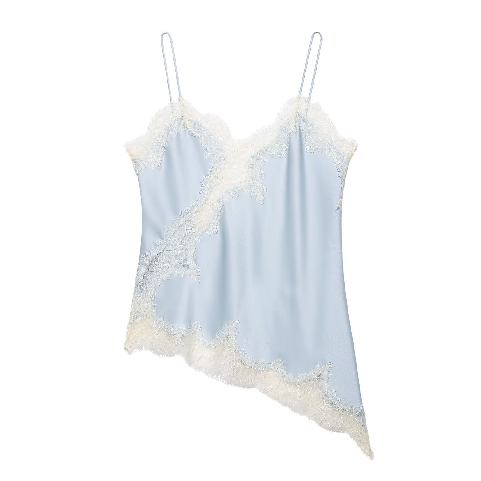 Amber | Asymmetrisches Satin-Spitzen-Cami-Top