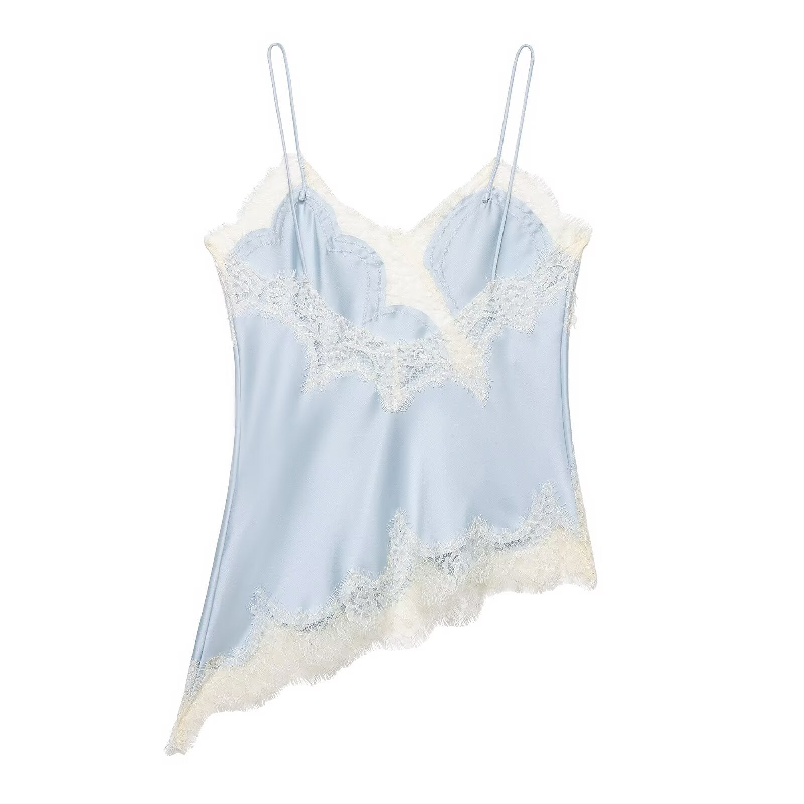 Amber | Asymmetrisches Satin-Spitzen-Cami-Top
