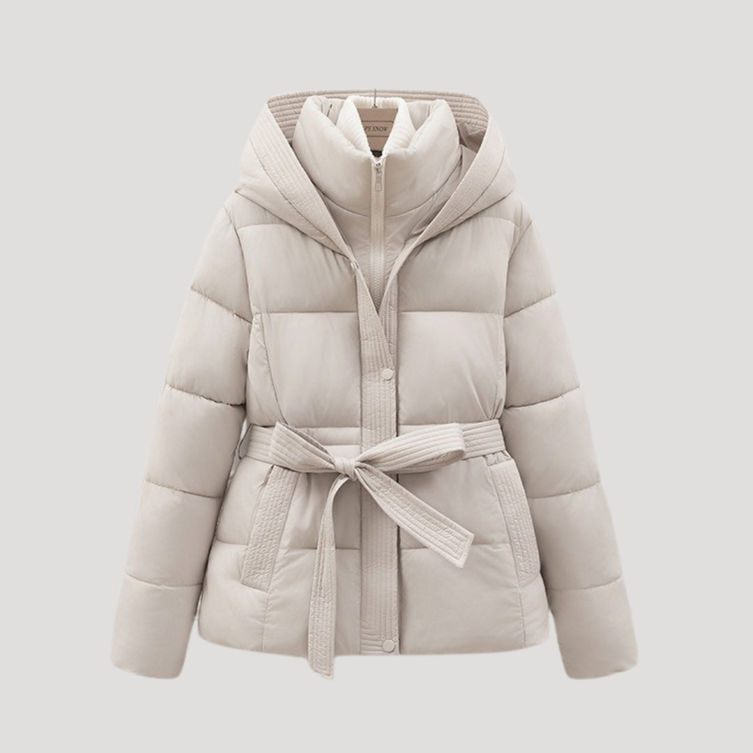 Amara | Wattierte Kapuzenjacke mit Gürtel