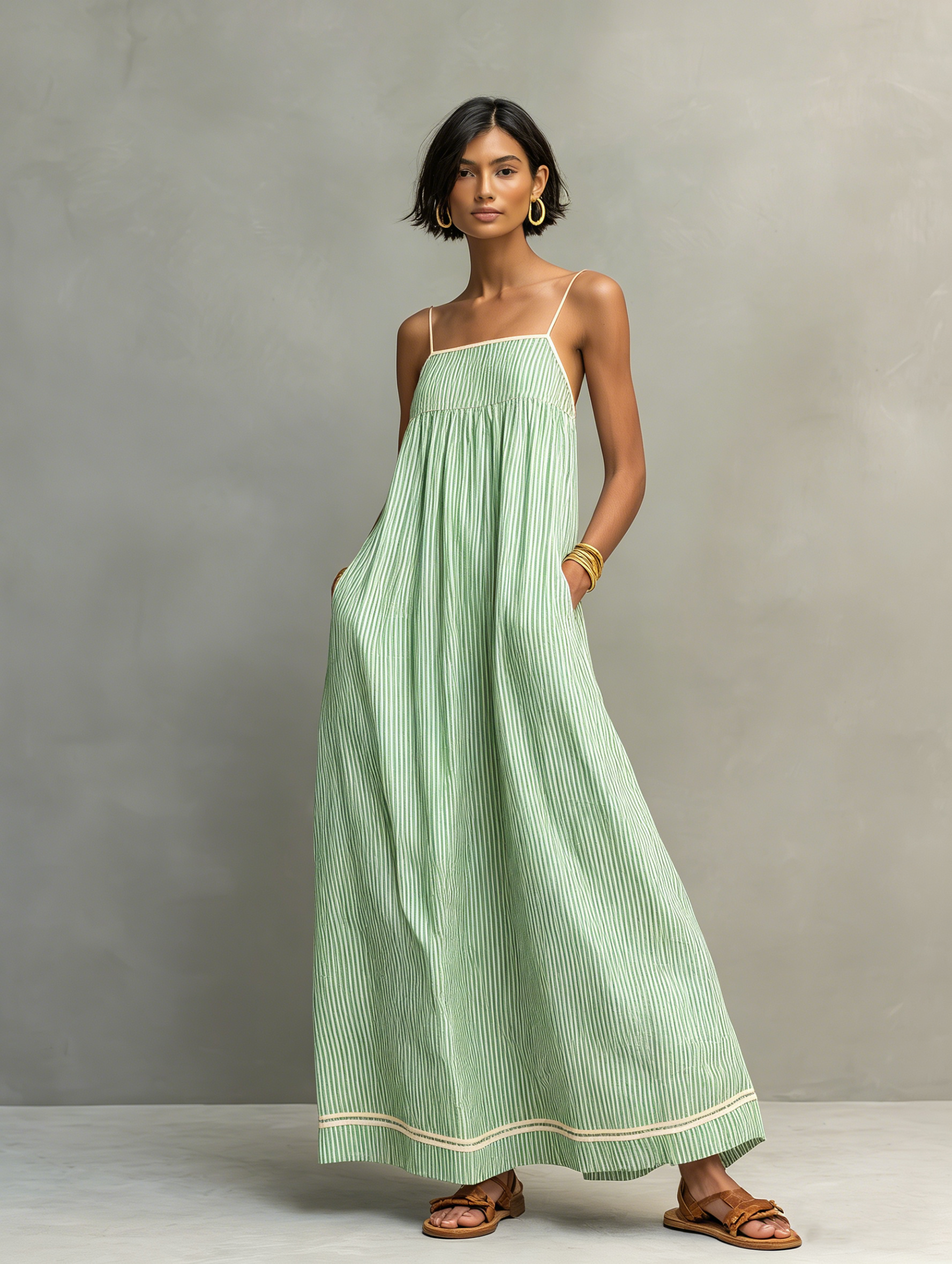 Miley | Luftiges gestreiftes Maxikleid