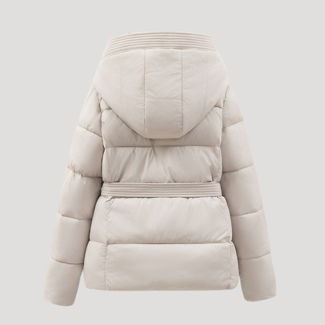 Amara | Wattierte Kapuzenjacke mit Gürtel