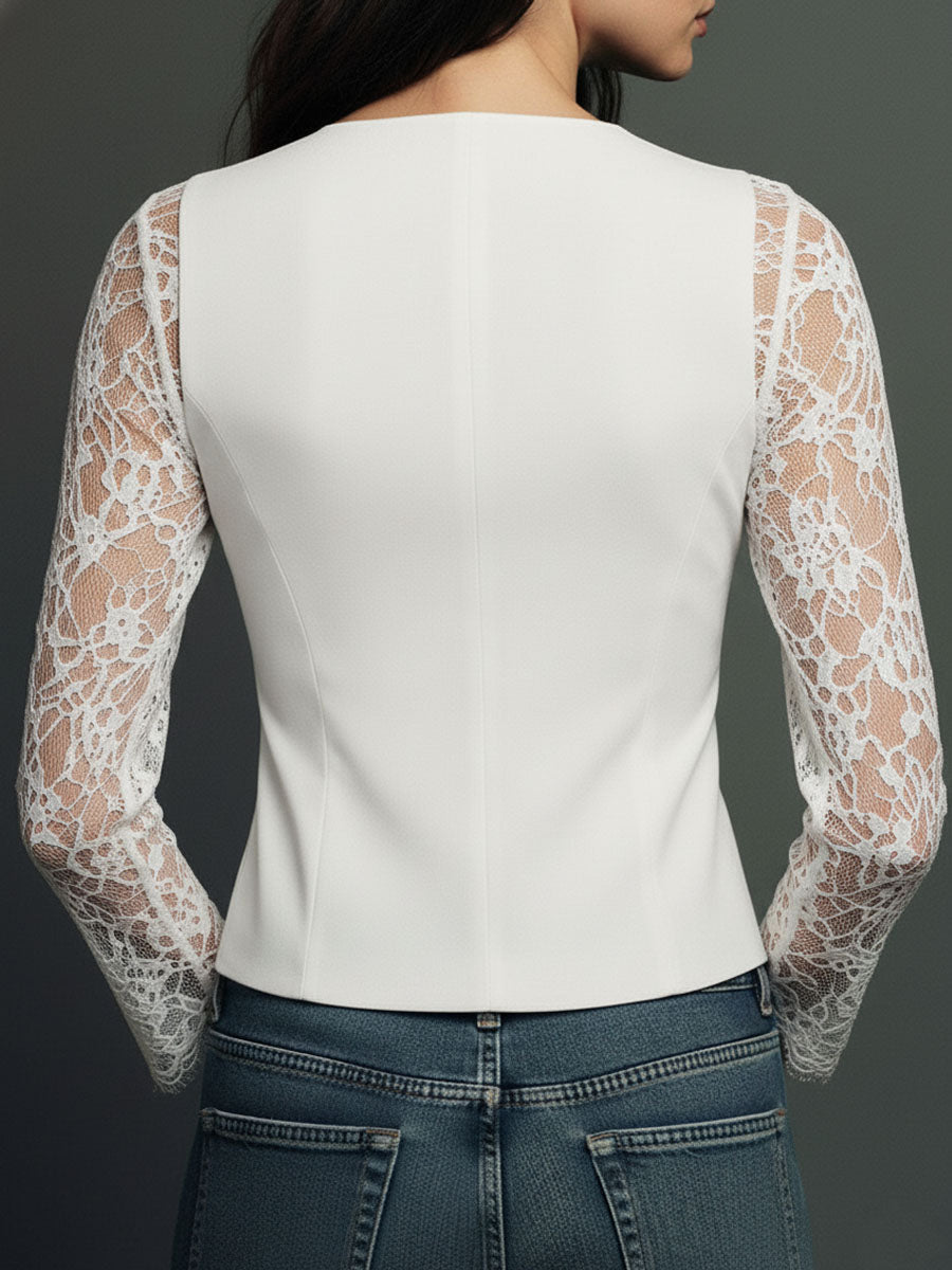 Noémie | Schwarzer Blazer mit semi-transparenten Ärmeln