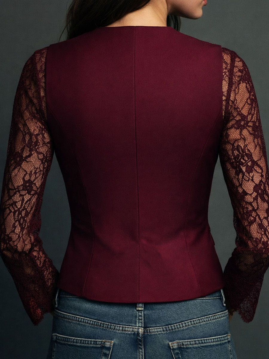 Noémie | Schwarzer Blazer mit semi-transparenten Ärmeln