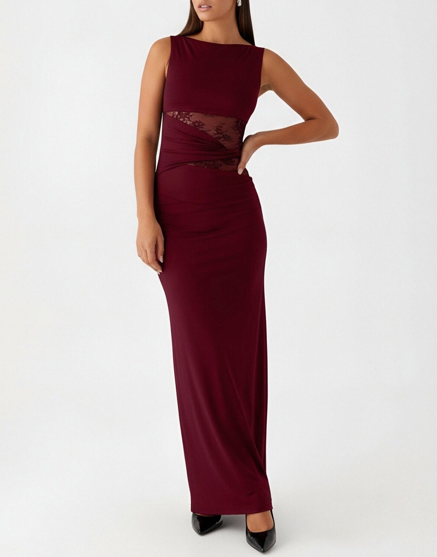 Evelyn | Abendkleid mit Spitzenausschnitten