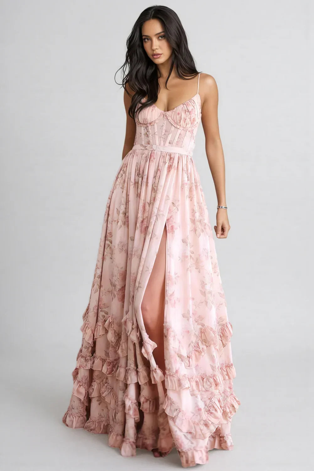 Violet | Elegantes Maxikleid mit Volants