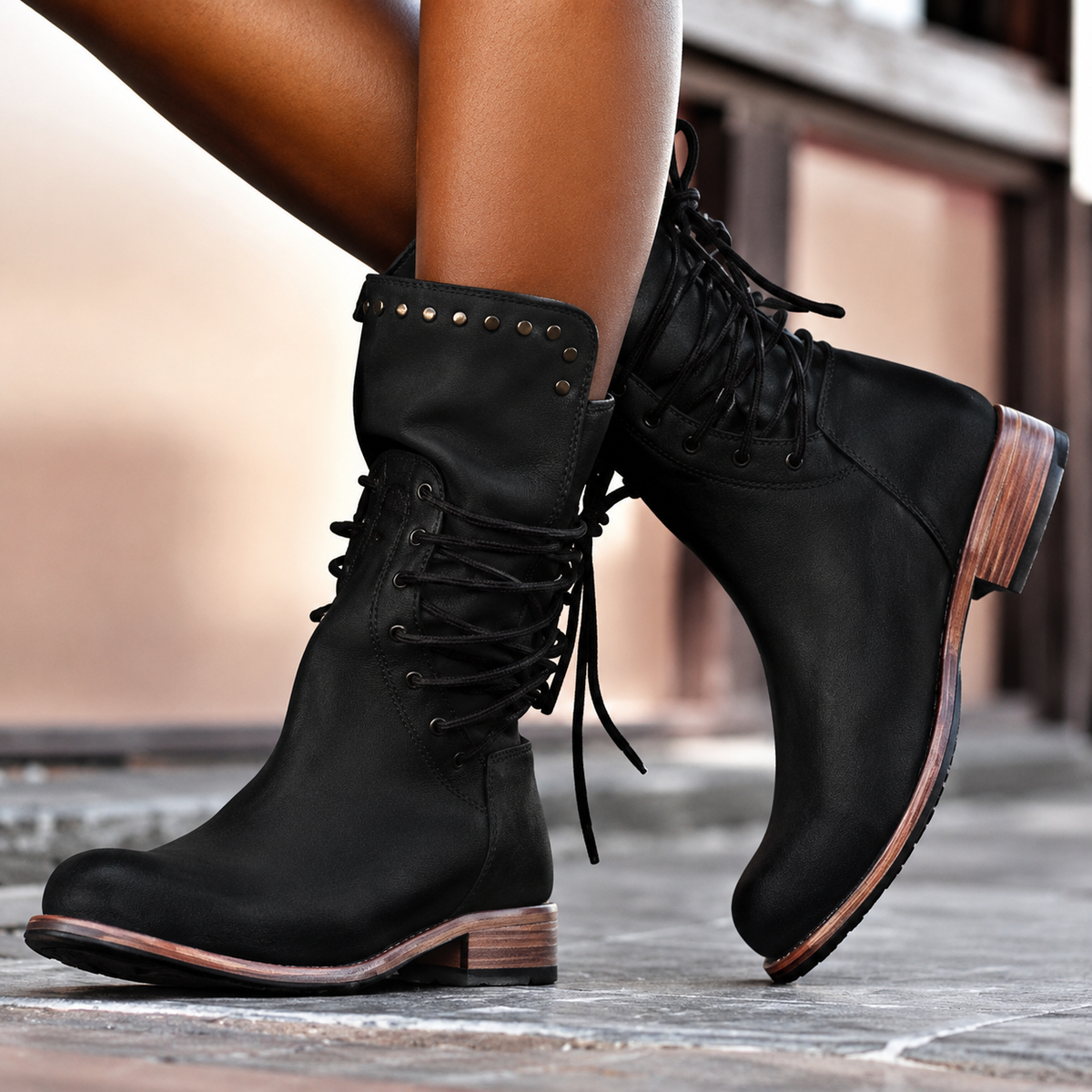 Nova | Cross-Tied Biker-Stiefeletten mit Fleece-Futter