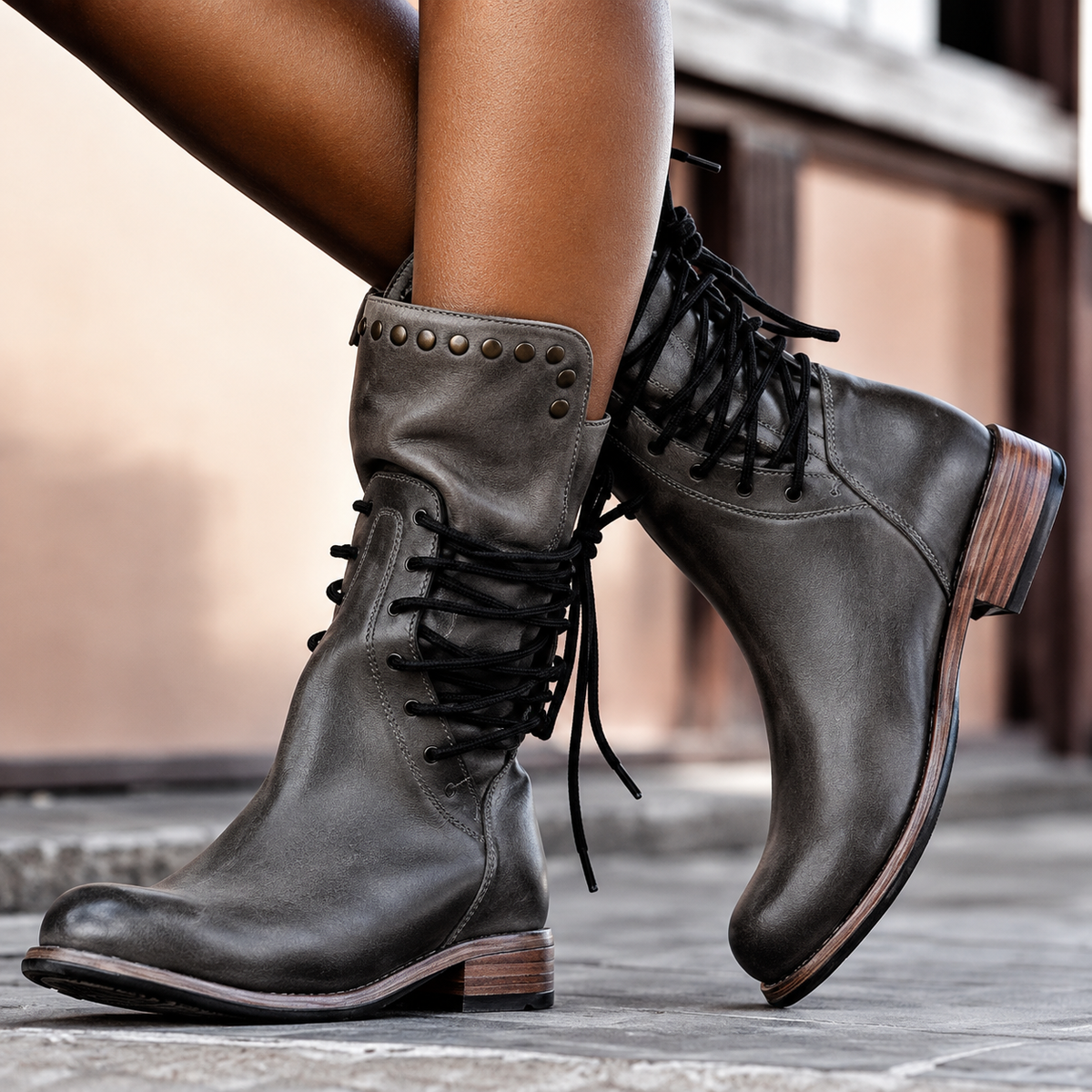 Nova | Cross-Tied Biker-Stiefeletten mit Fleece-Futter
